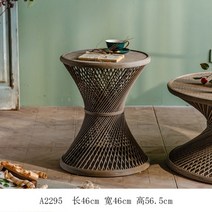 라탄테이블 티 사이드 간이 보조 아메리칸 레트로 라탄 커피 호텔 크리에이브 아트 라운드 거실 발코니 소파 테이블, 3.B1