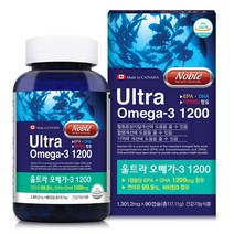 노블 울트라 오메가-3 1200/EPA+DHA 비타민D 눈건강 혈행개선 혈중중성지질개선 도움 캐나다직수입, 1개, 1200mgx1통