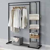 키모 스틸 수납 행거 1200, 상판: 내츄럴+ 프레임:블랙