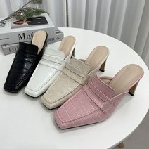 오너클랜 스퀘어토 뮬 블로퍼 슬리퍼 사각코 트렌디 뱀피 구두