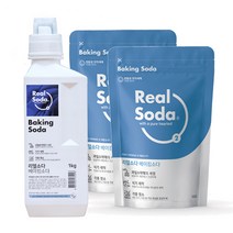 리얼소다 베이킹소다 프리미엄 보틀 1kg + 리필팩 2kg 독일산 세탁 세정제 식용베이킹소다, 베이킹소다 보틀 1kg+팩 2kg