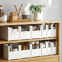 올리브엣 팬트리 펜트리 정리 다용도 리빙박스 수납함 붙박이장 수납 칸막이 바구니 수납트레이, 대, 화이트