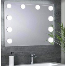 방송국 분장실 10구 화장대거울 전구 조명 램프 무타공 강력접착식 인테리어 3가지색상변환 세면대, 10구등 램프