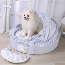 고양이 강아지 공주 하우스 침대 스마일리 테일 애완동물 용품 개 요람 디럭스 새끼 럭셔리 소파 애완 동물 쿠션 액세서리 바구니, Blue Lavenders+M 54x45x30 cm