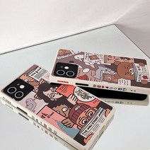 스퀘어 그래피티 만화 아트 캐릭터 젤리 TPU 케이스 아이폰 13 12 11 프로 맥스 XS