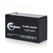 Aicipow 인산철배터리 12V 6Ah LiFePO4 딥 사이클 배터리 리튬 철 인산염 4000+ 이상 어군 탐지기 스쿠터 장난감 전동 휠 햄 라디오 조명 야외 캠, 12.8V 6.0AH