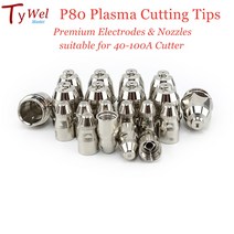 P80 플라즈마 절단 토치 소모품 60A 80A 100A CNC 팁 전극 노즐 20 개, [02] Premium Version, [03] 1.7mm