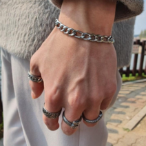 노블린 써지컬 서지컬 스틸 메종 고리형 체인 팔찌 20대 남자 여자 선물