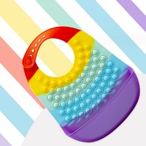 금베월드 아기 턱받이 실리콘 이유식턱받이, 무지개 색, 1개