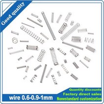 압축스프링 10pcs 304 스테인레스 스틸 코일 스프링 와이어 직경 0.6/0.9/1mm OD 6 ~ 12mm L 5-50mm 소형 압축 리턴 Helica, 1mm, 5mm, 10개