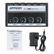 ammoon mh400 mx400 4 채널 믹서 믹싱 콘솔 전원 어댑터가 있는 초소형 저잡음 라인 모노 오디오 믹서, MH400 AU 플러그