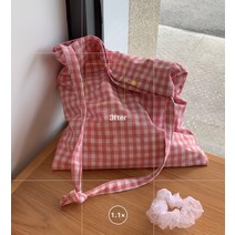 체크 에코백 대학생 데일리 가방