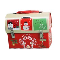 뚜껑이있는 크리스마스 생철판 상자 금속 쿠키 케이스 비스킷 크리스마스 취급을위한 빈 통 보관, 레드 17.2x8.5x13.4cm, 17.2cmx8.5cmx13.4cm, 철