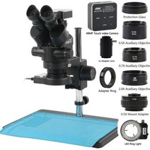 삼안 스테레오 현미경 세트 HDMI USB 비디오 카메라 보조 대물 렌즈 3.5-90 배 줌 2K 4K 48MP 55MP 1X 0.7X 0.5X 2X, Black, 48MP 4K HDMI Type-C_2