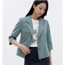[지센 위비스] [지센] 린넨혼방 5부 크롭 자켓 LFJKN403_MT