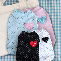 도그파라다이스 강아지봄옷 부드러운 파스텔톤 하트 도트 나시티 티셔츠 4 COLOR XS-XL, 민트