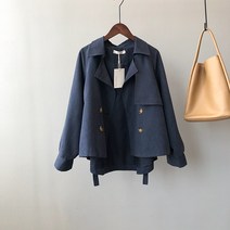 아이엠몽 여성 크롭 숏 더블 트렌치 코트 트앤코