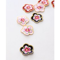 전통 한복자수 악세사리 재료왕별꽃 자수 장식, 블랙, 1개