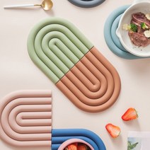 레인보우 실리콘 냄비받침 다용도 패드, 블루 1개