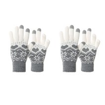 나야스타일 방한 플라워 자수 스마트폰 터치 털 장갑 2개입 세트 DM-5