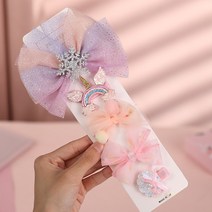 눈꽃핑크 5종세트 여아헤어핀세트
