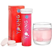 젊은 콜라겐 - 1000mg 콜라겐 펩티드 발포성 정제   히알루론산 amp 비타민C 1일 영양제 최적의 피부 모발 손톱 관절강도10정 1통 핑크, 천연 블루베리, 01관10정