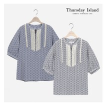 [백화점매장 정품출고] 써스데이아일랜드 블라우스 [Thursday Island] 여성 레이스 MIX 펀칭 블라우스(르코타지)(T214MBL239W)
