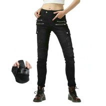 바이크팬츠 바지 바람막이 오토바이 바지 진 loong 바이커 여성 승마 기사 데일리 캐주얼 청 여성용 패션 리틀 슬림 보호 블랙, 바지 앤 패드, 30