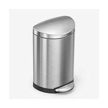 심플휴먼 Simplehuman 45리터12갤런 원형 욕실 계단 쓰레기통 스테인리스 스틸, 솔질, 10리터 세미 라운드, Brushed