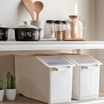 바퀴달린 이동식 국내제작 쌀통 손잡이있는 곡물 보관함 18L 양념 조미료통 주방 수납대