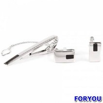 ForU497 블랙 포인트 커프스링크와넥타이핀 셔츠악세사리 커프스버튼 넥타이핀