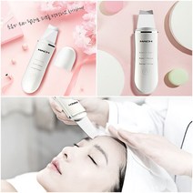 비바엔젤 얼굴 진동 워터 필링기 피지 각질 블랙헤드 제거 갈바닉 피부관리기 클렌징 이온 마사지기, 화이트, 마하 진동 초음파 워터필링기