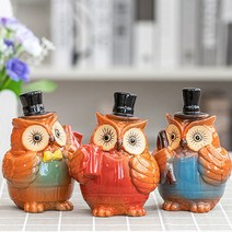Joyce shop 오래달리기 장식품 인테리어장식 인테리어 소품 도자기 장식 장식장소품, 신사부엉이세트