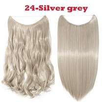 붙임머리 앞머리가발 HAIRRO-20 인치 웨이브 헤어 익스텐션 옴브레 블론드 블랙 합성 자연 숨겨진 비밀 가, 01 Wavy-20inch, 09 24-Silver grey