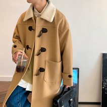 패션 짧은 루즈핏 니뽄스타일 후드넥 롱 남성 떡볶이 후드 코트 고급스러운 세미 소뿔버튼 오버핏