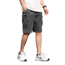 데님 쇼츠남 여름 빅사이즈 홍콩 스타일 포켓 와이드 배기 카고 반바지 뉴타임즈 R006A703