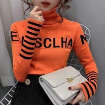 여성 소매포인트 레터링 목폴라 스트라이프 1V692