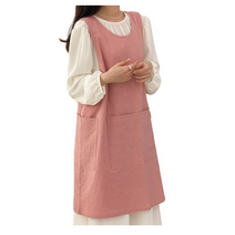 한스데이 단추형 트임 린넨 앞치마, 핑크, 4개