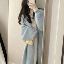 롱니트가디건 여성 따뜻한 데일리룩 빅사이즈 포켓 오버핏 아우터