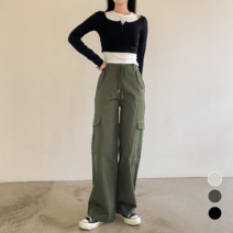 슈가언니 [힙와이드핏 / 밴딩o] y2k 포켓 일자 사계절 와이드 카고 팬츠