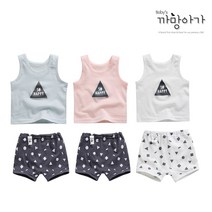 까망아가 영유아용 국내생산 여름용 세모친구 자가드 나시내의