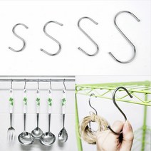 socean 철망 봉 후크 주방 소품 물품 S걸이 행주 건조대 국자 행거 스틸 에스자 옷걸이 막대 링 컬코리 네트 택 랙, 소