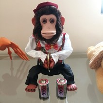 고양이 장난감 움직이는 깃털 유명한 멀티 액션 재미있는 심벌즈 연주 시뮬레이션 원숭이 침팬지 빈티지 전자 봉제 장식 장난감 원본 소스, 25-27cm