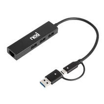 넥시 NX1274 Type-C USB3.0 허브 기가 랜카드/NX-U3130-3PHL/C타입/RJ45 8P8C 포트/기가비트 1Gbps 속도/USB3.0 3포트/리얼텍 RTL815