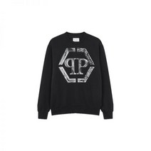 PHILIPP PLEIN 필립플레인 #PHILIPP 라스트 찬스 남성 핫픽스 헥사곤 로고 맨투맨 - 블랙
