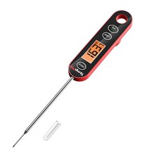 TempPro E30 디지털 육류 온도계 긴 탐침 포함 주방 판독 요리 음식 BBQ 스모커 그릴링용 오일 딥 프라이 캔디 대형 백라이트 디스플레이 블랙/레드