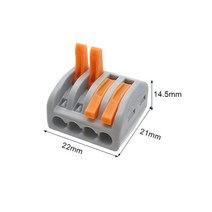와이어 커넥터 범용 터미널 0.08-2.5mm 케이블 연결용 푸시인 전기 터미널, 10개, P-214