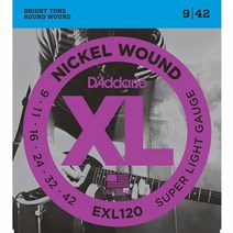 다다리오(Daddario) 일렉기타 스트링 EXL120 Nickel Wound Super Light 9-42 (+피크증정)