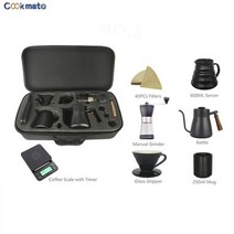 커피 세트 휴대용 야외 여행 선물 상자 주전자 V60 그라인더 컵 필터 수동 메이커, coffee set-F