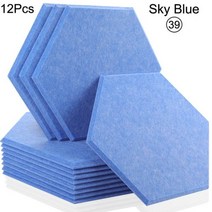 방음벽 방음 스펀지 차음제 흡음제 녹음실 벽간소음 방음공사 작업실 방음판, Large Hexagon, 39--Sky Blue, 0.8cm Medium Density